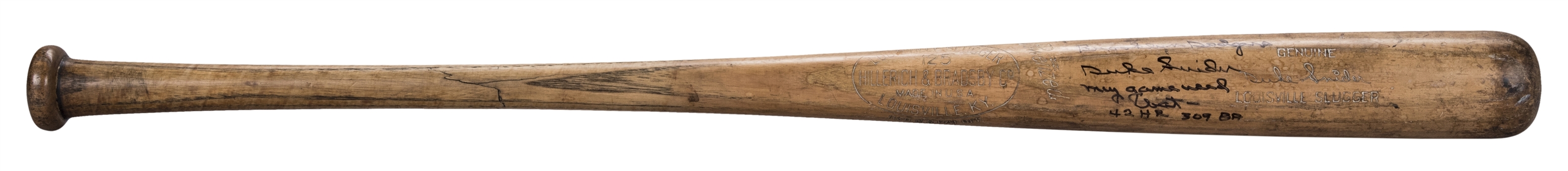1950-60 Duke Snider Game Used And Signed Louisville Slugger C117L Model Bat (MEARS A9)